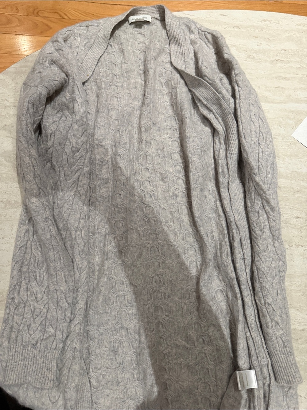 Garnet Hill Soft Gray Open-Front Sweater